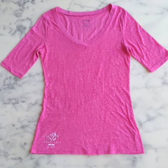 Express Cotton Blended V-Neck Half Sleeve Tee with silver words on the back. - Picture 3 of 4